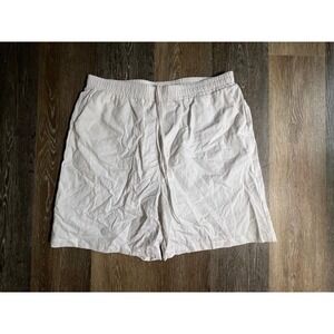 COOFANDY Shorts Mens XL White 100% Cotton Elastic Waist Drawstring Casual Summer